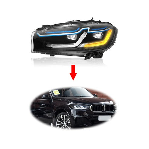 Complete Headlight Assy Set (Upgrade To Xenon) Plug And Play No Need To Change Bumper Compatible With BMW F15 (2014-18) Tag No.5