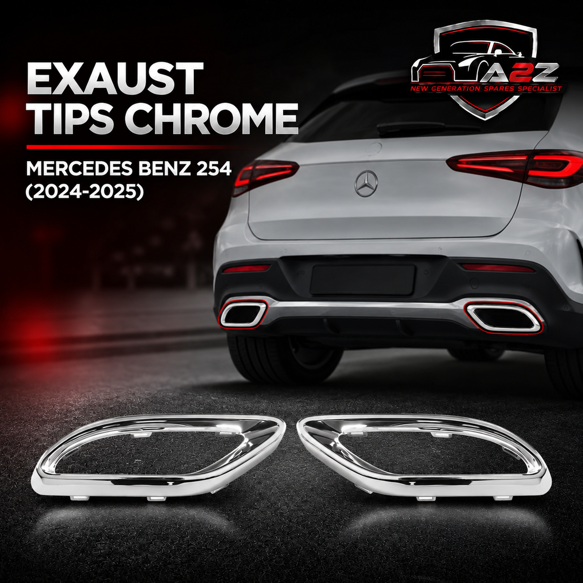 Exaust Tips Chrome Left 2548858300 & Right 2548558400 Compatible With Mercedes Benz (254) (2024-2025) Tag No.296