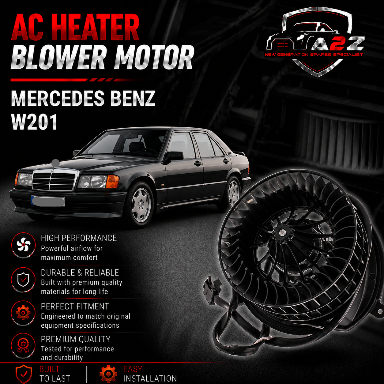 Interior Heater Blower Motor 2018204542 Compatible With Mercedes Benz W201