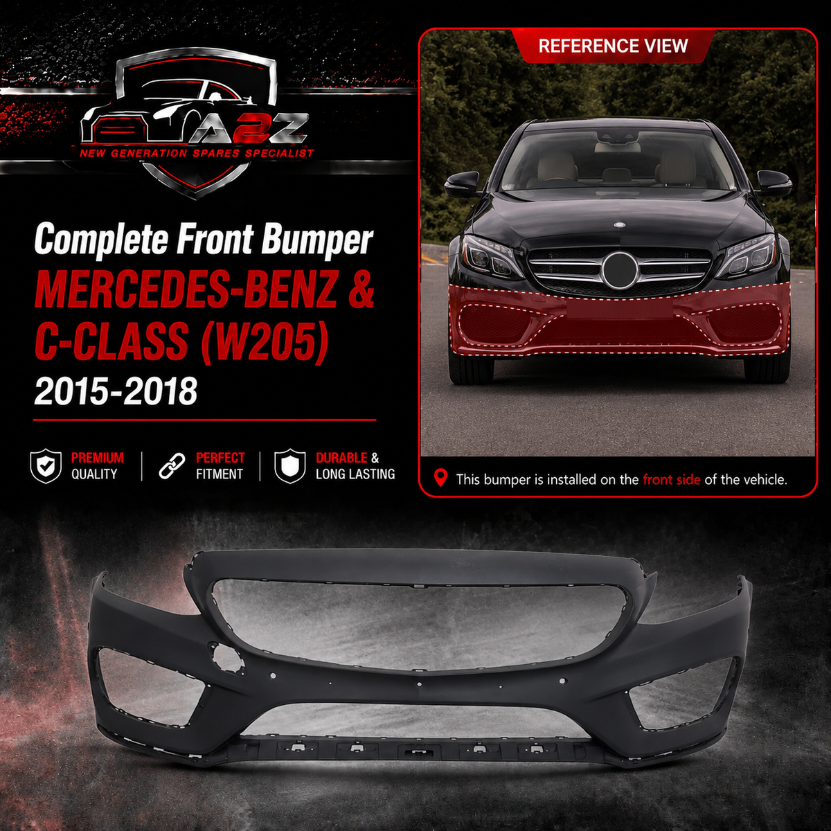 Complete Front Bumper A2058801840 2058801840 A2058802440 Compatible With MERCEDES-BENZ & C-CLASS (W205) Tag No.272