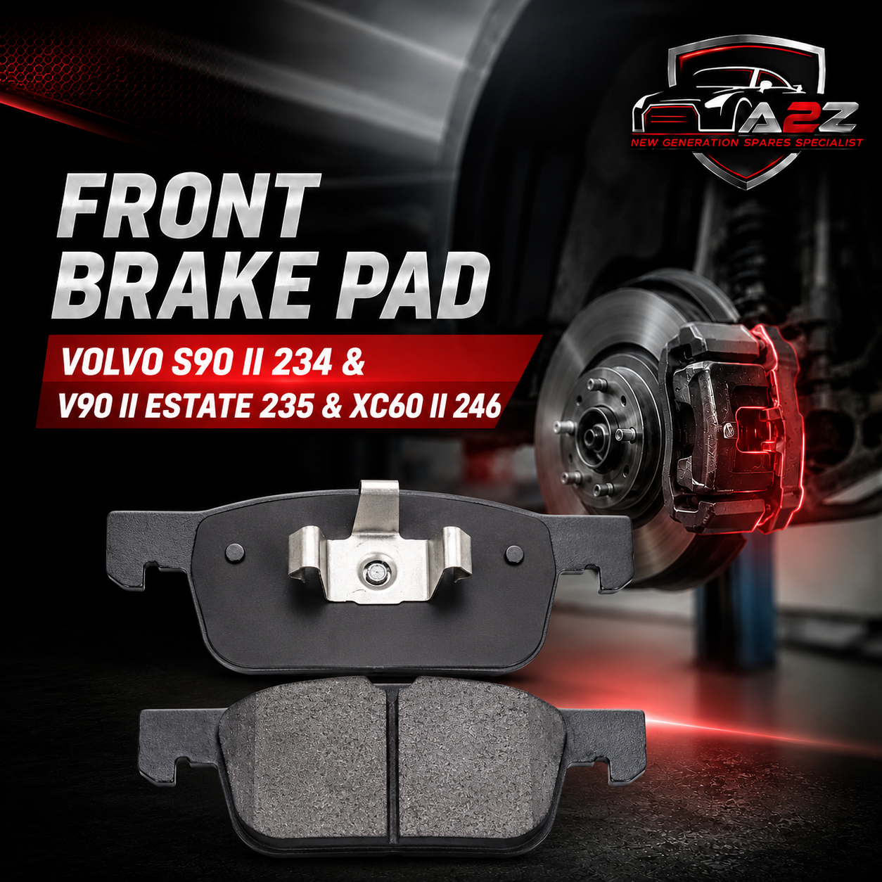 Front Brake Pad 31423651 2209801 P86028 Compatible With VOLVO S90 II 234 & V90 II Estate 235 & XC60 II 246