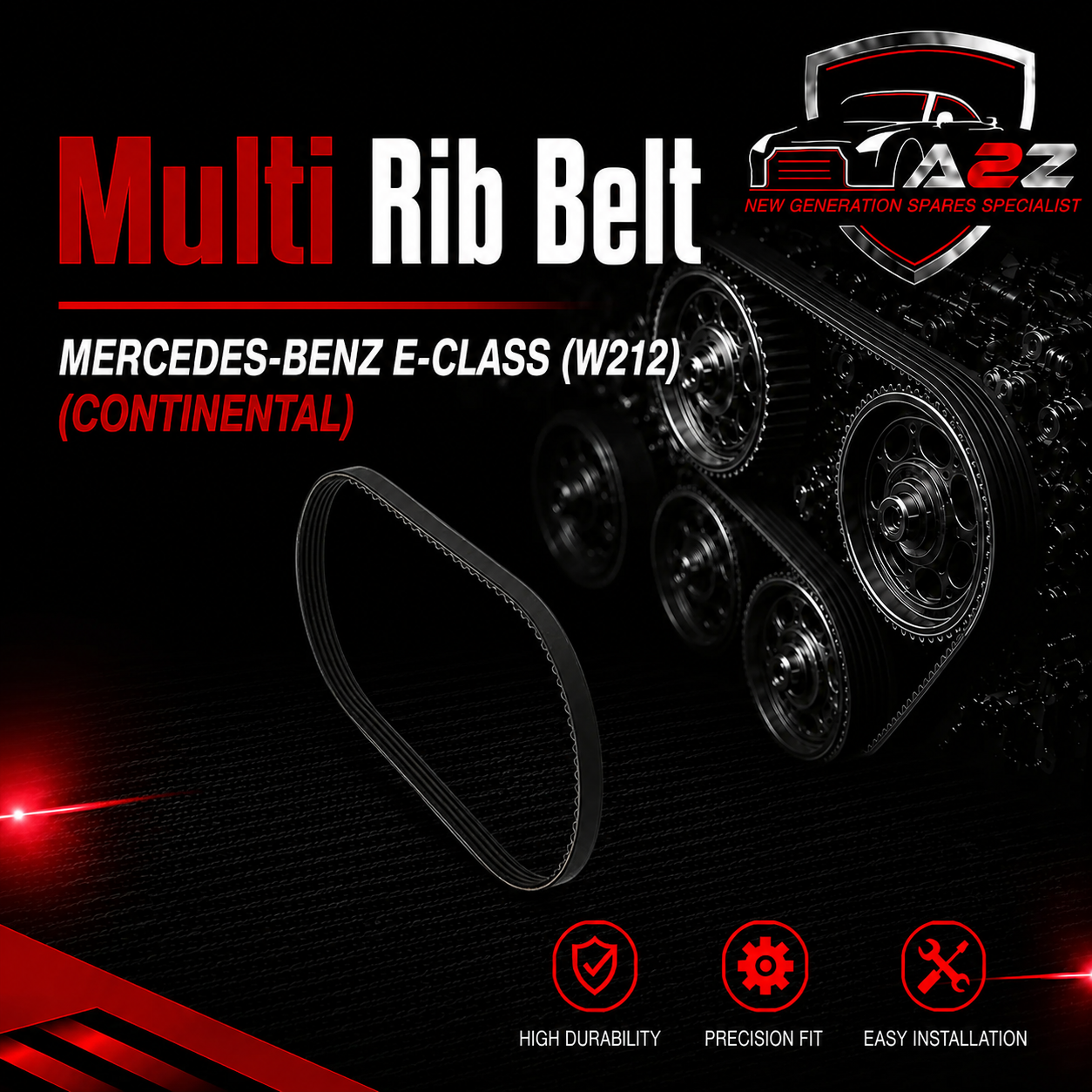 Multi Rib Belt 7PK2040 0019937596 Compatible With MERCEDES-BENZ E-CLASS (W212) (CONTINENTAL)