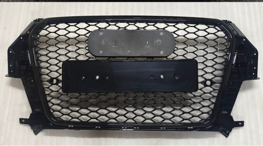 RSQ3 Full Black Honeycomb Show Grill Compatible With Audi Q3(2011-2015) RSQ3 Black Chrome Tag No.127
