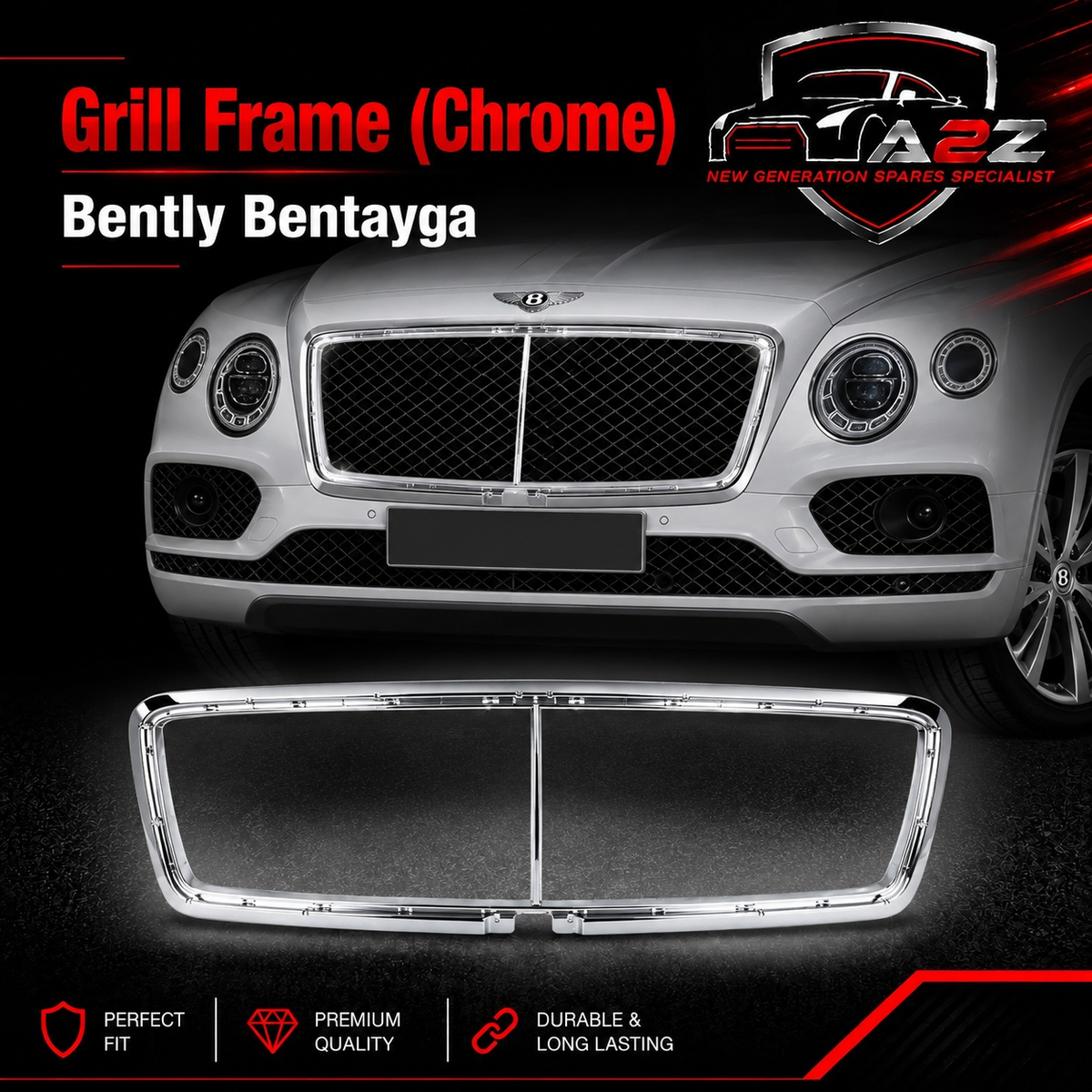Grill Frame ( Chrome ) 36A853667 Compatible With Bently Bentayga