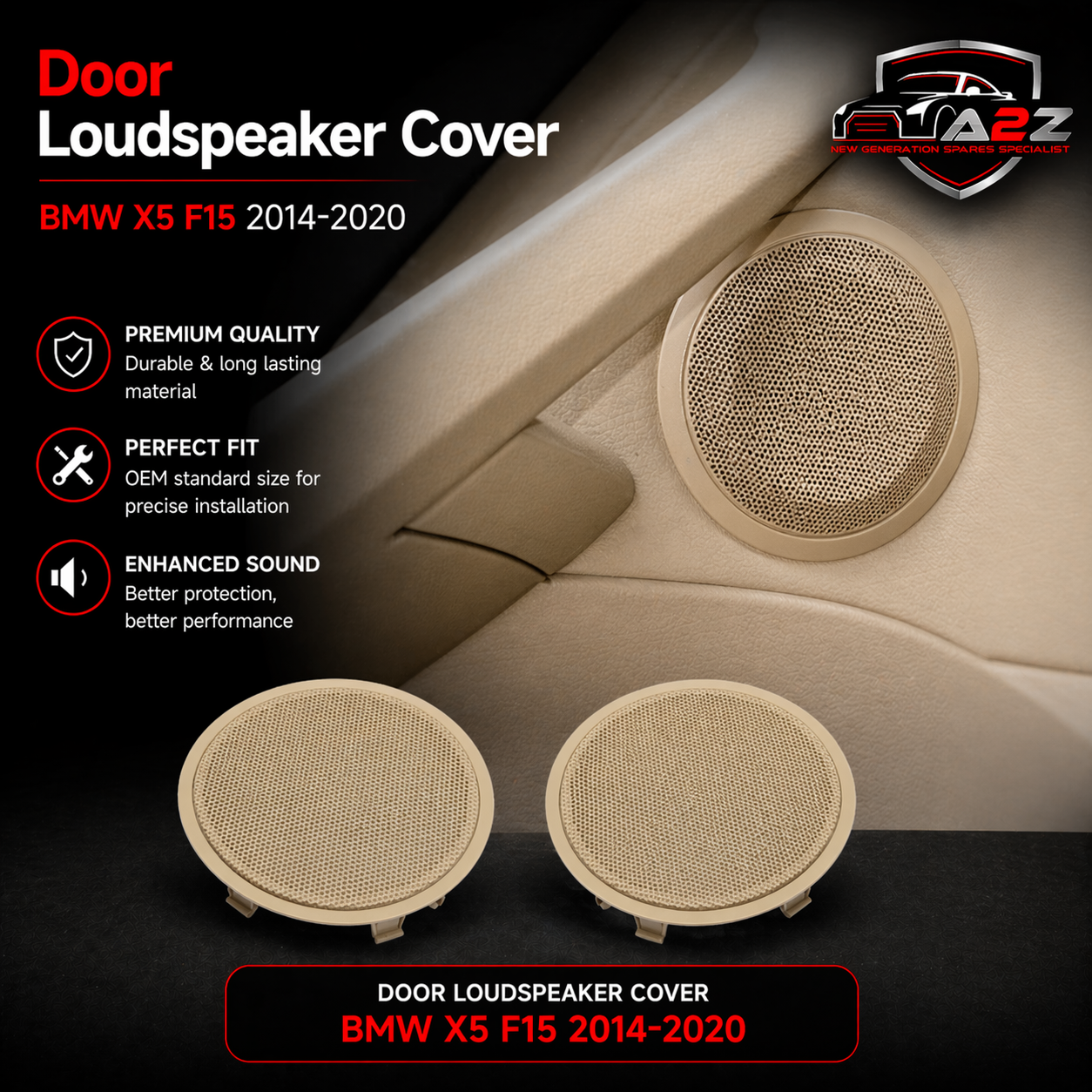 Beige Door Loudspeaker Cover 51417345184 Compatible With BMW X5 F15 2014-2020 X6 F16 2014-2020