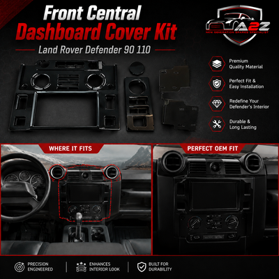 Front Central Dashboard Cover Kit Compatible With Land Rover Defender 90 110