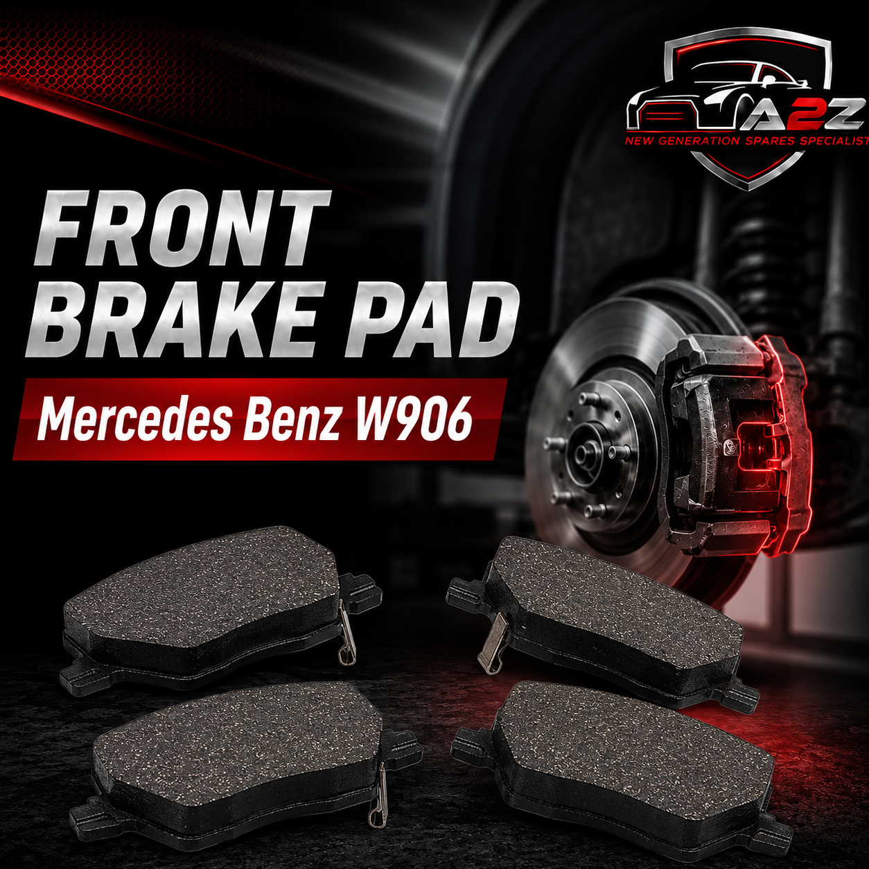 Front Brake Pad Set 0044206820 Compatible With Mercedes Benz W906
