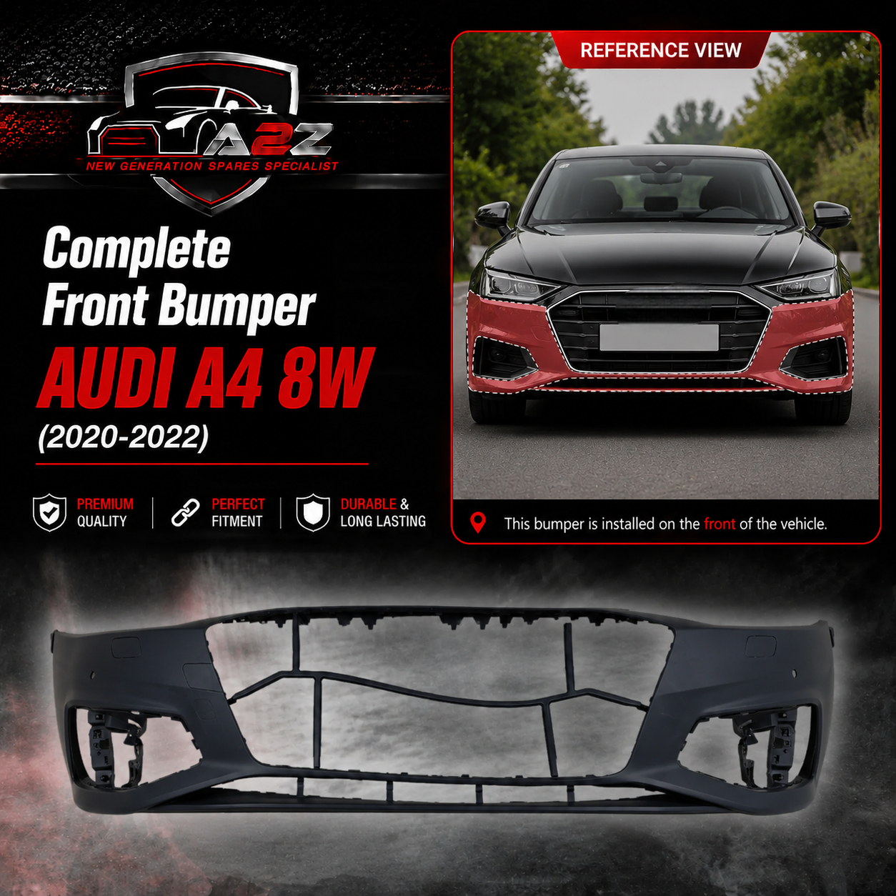Complete Front Bumper 8W0807065P 8WD807065P Compatible With AUDI A4 8W (2020-2022) Tag No.21B