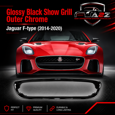 Glossy Black Show Grill Outer Chrome T2R3563 Compatible With Jaguar F-type (2014-2020) Tag No.82