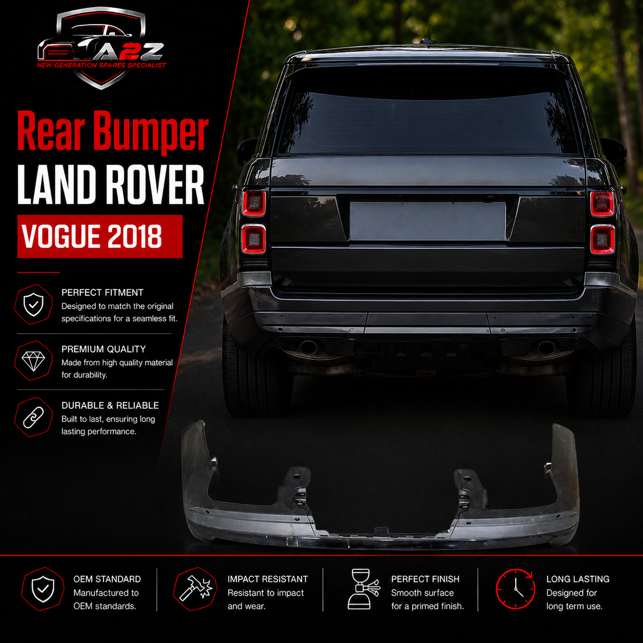 Rear Bumper LR105875 LR105876 Compatible With LAND ROVER VOGUE 2018