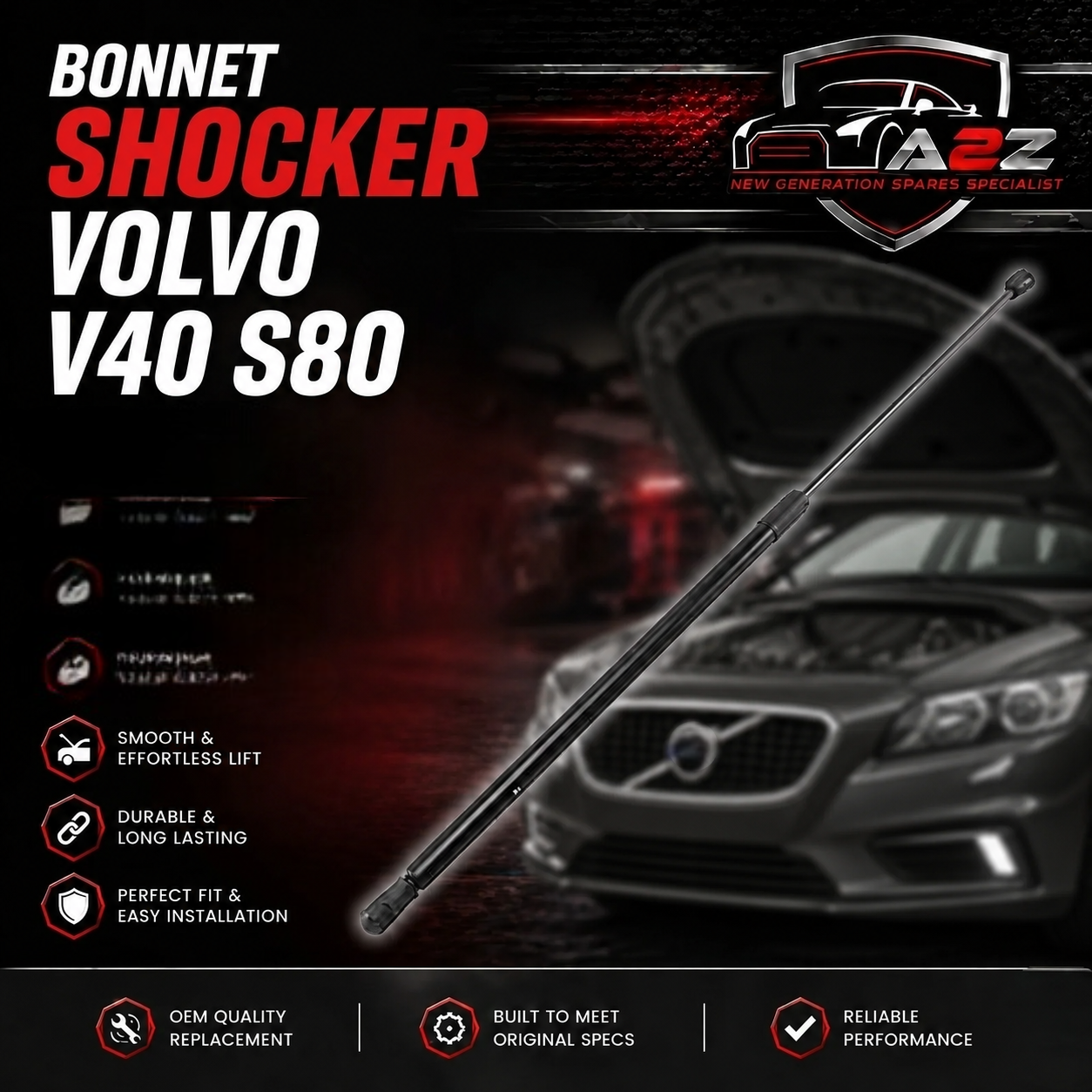 Bonnet Shocker 9483570 Compatible With Volvo V40/S80