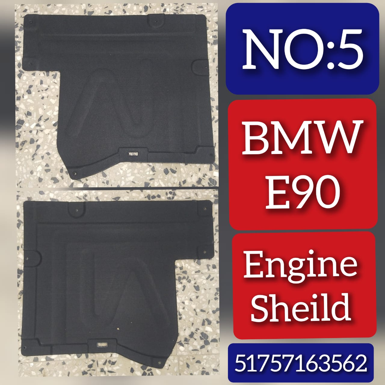 Engine Splash Shield Under Cover Center 51757163562 Compatible with BMW 3 Series E90 Tag No.5