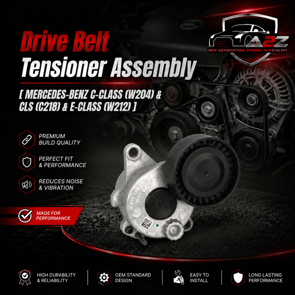 Belt Tensioner With Pulley 534033610 6512000070 6512001670  Compatible With MERCEDES-BENZ C-CLASS (W204) & CLS (C218) & E-CLASS (W212) Tag no : 13