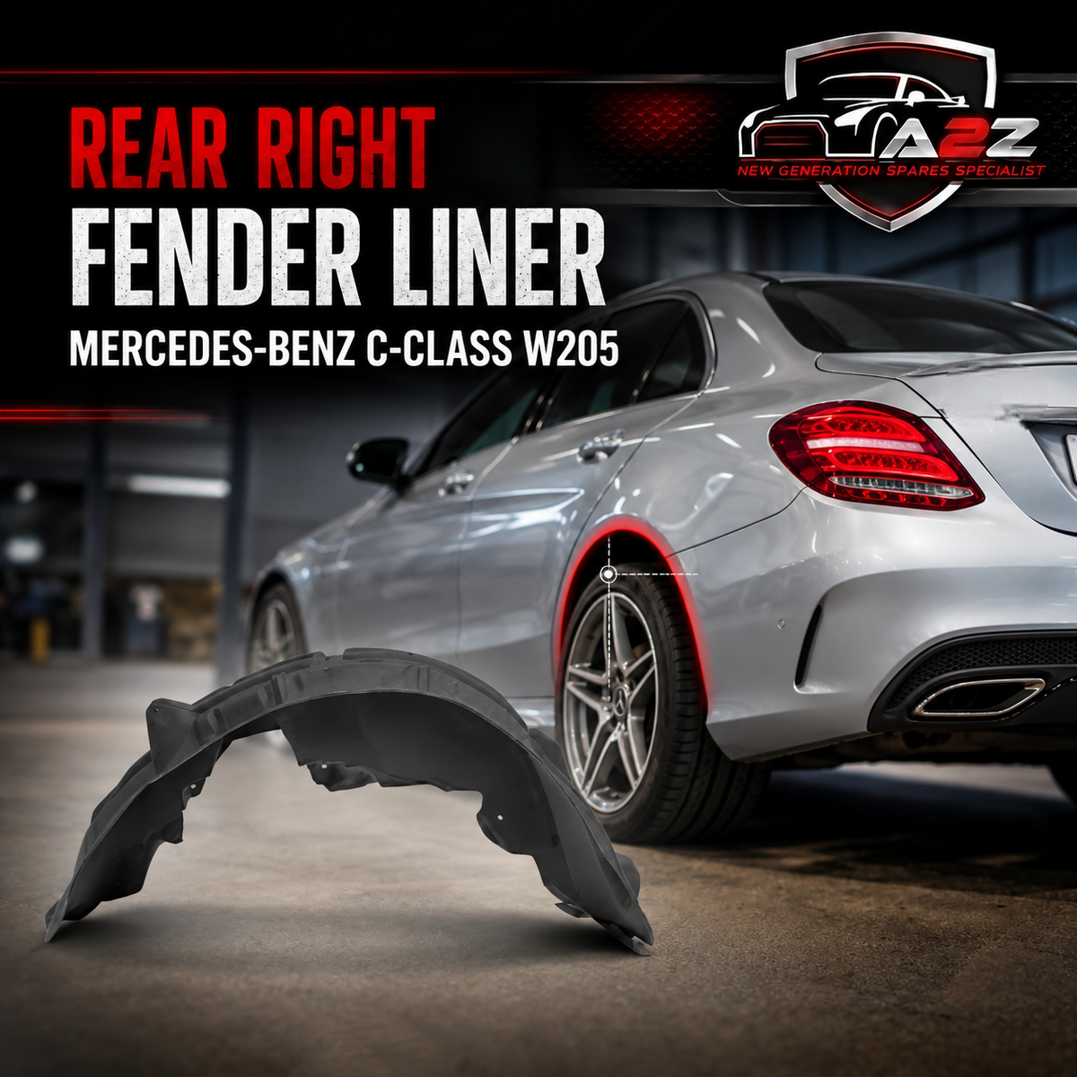 Rear Right Fender Liner 2056900830 A2056900830 Compatible With MERCEDES-BENZ C-CLASS W205 Tag-FEM-70