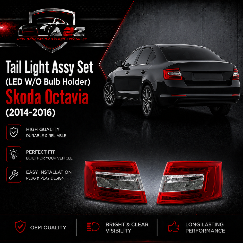 Tail Light Assy Set (LED W/O Bulb Holder) Left 5E5945111A 5E0945095 & Right 5E5945112A 5E0945096 Compatible With Skoda Octavia (2014-2016) Tag No.170