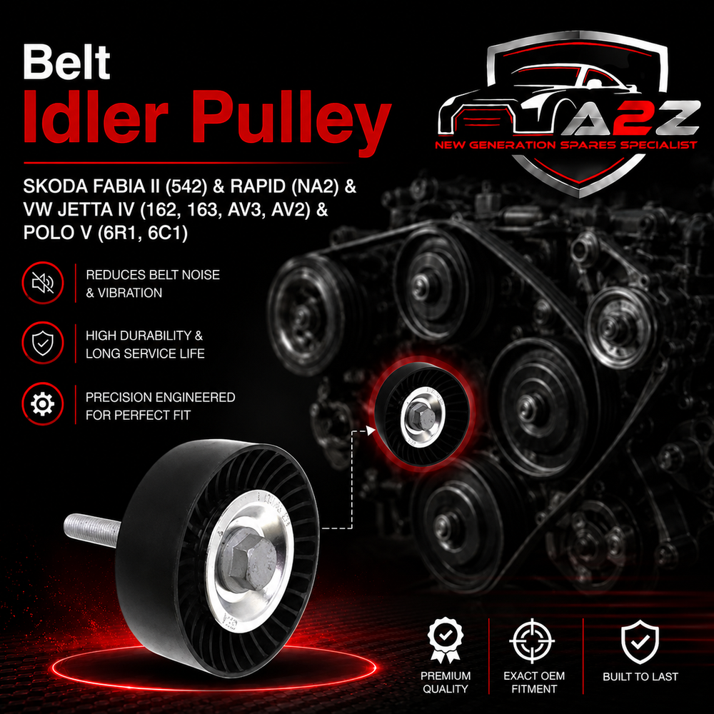 Belt Idler Pulley 1J0145276 6Q0260849E 6Q0260849C Compatible with SKODA FABIA II (542) & RAPID (NA2) & VW JETTA IV (162, 163, AV3, AV2) & POLO V (6R1, 6C1) Tag no : 4