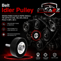 Belt Idler Pulley 1J0145276 6Q0260849E 6Q0260849C Compatible with SKODA FABIA II (542) & RAPID (NA2) & VW JETTA IV (162, 163, AV3, AV2) & POLO V (6R1, 6C1) Tag no : 4