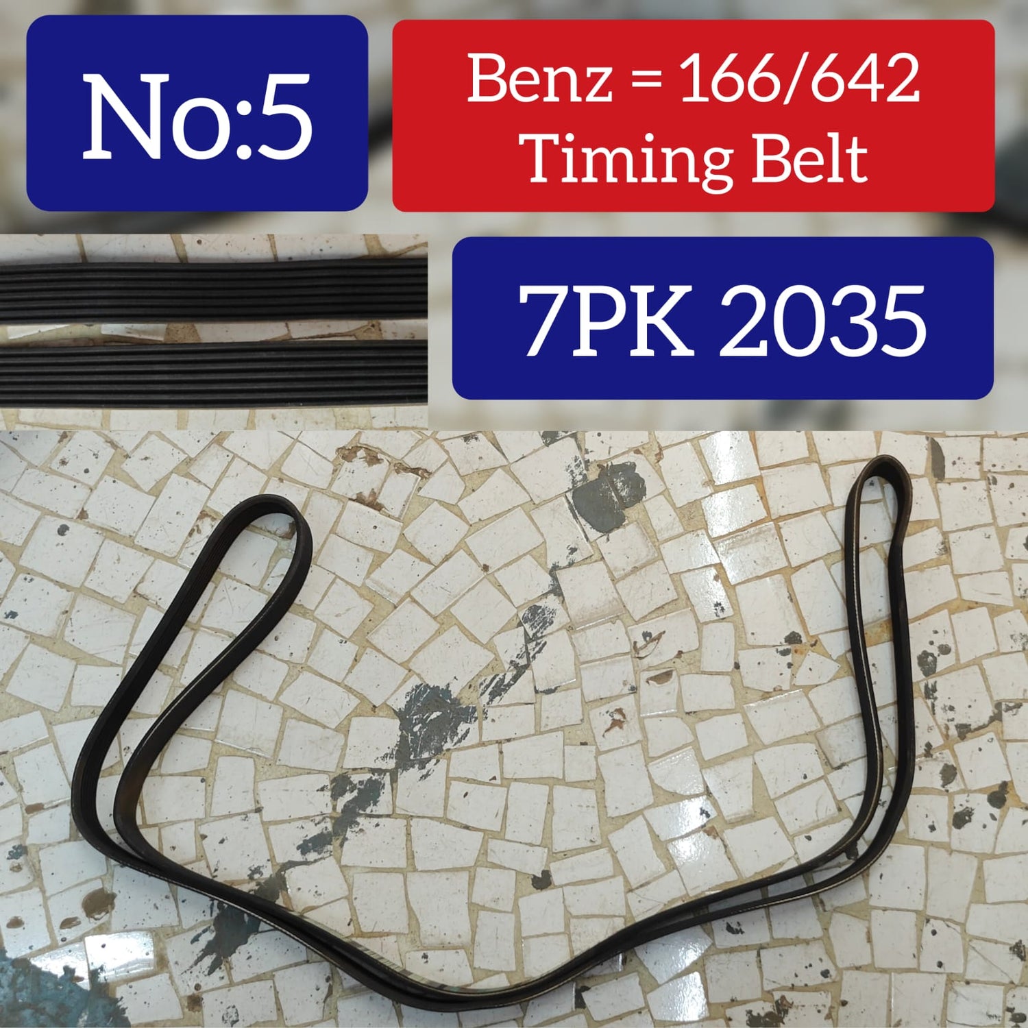 Timing Belt 7PK2035 0019937596 0029934296 1562020919 19937596 Compatible With MERCEDES BENZ CLS (C219) & E-CLASS (W211) & E-CLASS (W212) & GL-CLASS (X164) & M-CLASS (W164) & R-CLASS (W251, V251) & S-CLASS (W221, V221) Tag-BEL-05