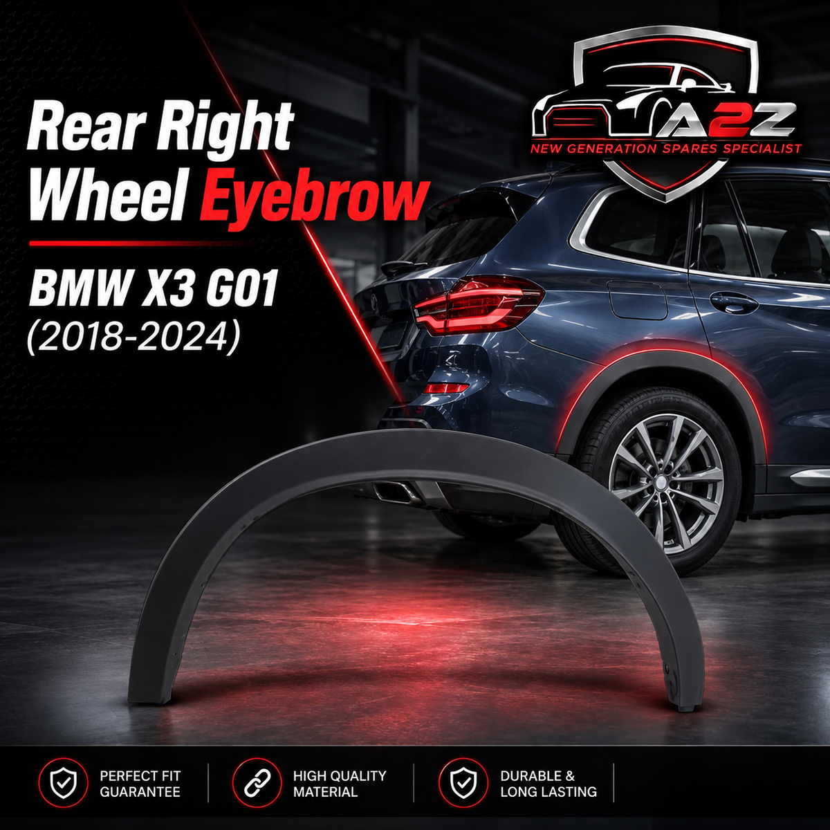 Rear Right Wheel Eyebrow 51777400670 Compatible With BMW X3 G01 LCI (2018-2024) Tag No.206
