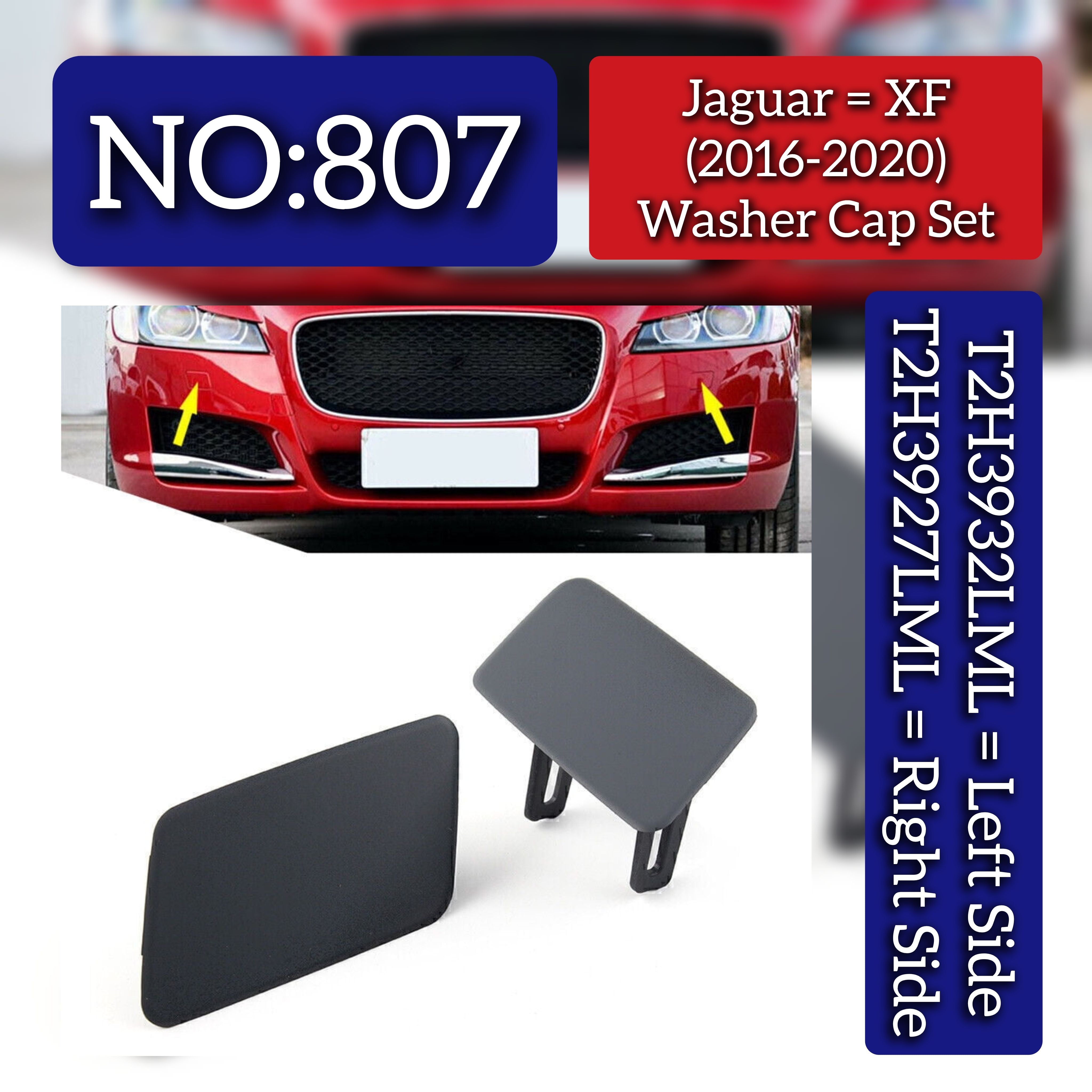 Washer Cap Left T2H3932LML & Right T2H3927LML Compatible With Jaguar XF (2016-2020) Tag No.807