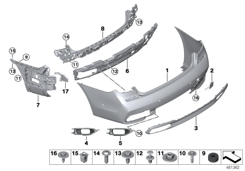 Rear Bumper Bracket 51128061579 Compatible With BMW 7 Series (G12) (2016-2019) Tag No.1801