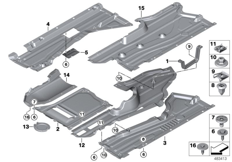 Left Underbody Penal 51757377151 Compatible With BMW For X5 F15 (2015-18)