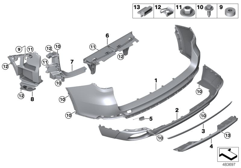 Rear Bumper Bracket Big Left 51127294721 & Right 51127294722 Compatible With BMW X5 F15 (2014-2018) Tag No.1781