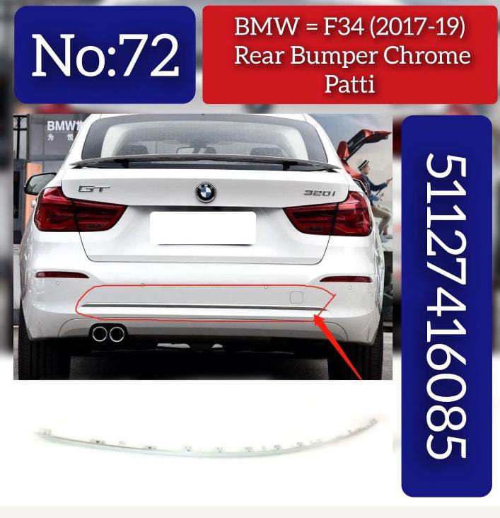 Rear Bumper Chrome 51127416085 Compatible With BMW 3 Series GT F34 (2017-2019) Tag No.72