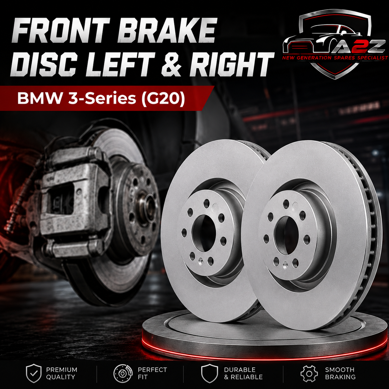 Front Brake Disc Set Left 34116860911 Right 34116860912 Compatible With BMW 3-Series (G20)