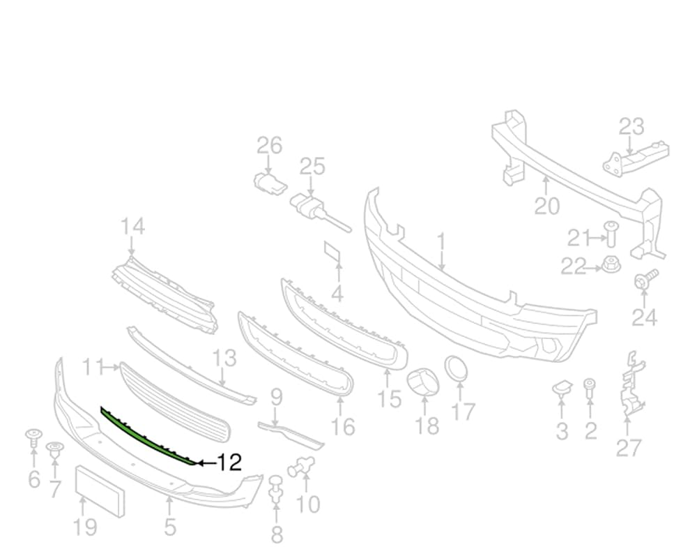 Front Bumper Chrome 5117250789 Compatible With MINI (F55) | MINI / COOPER  MINI (F56) | MINI / COOPER Tag No.92