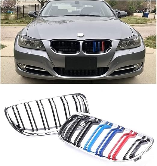 BUMPER GRILL COMPATIBLE WITH BMW 3 SERIES E90 2008-2012 LCI BUMPER GRILL CHROME M COLOUR