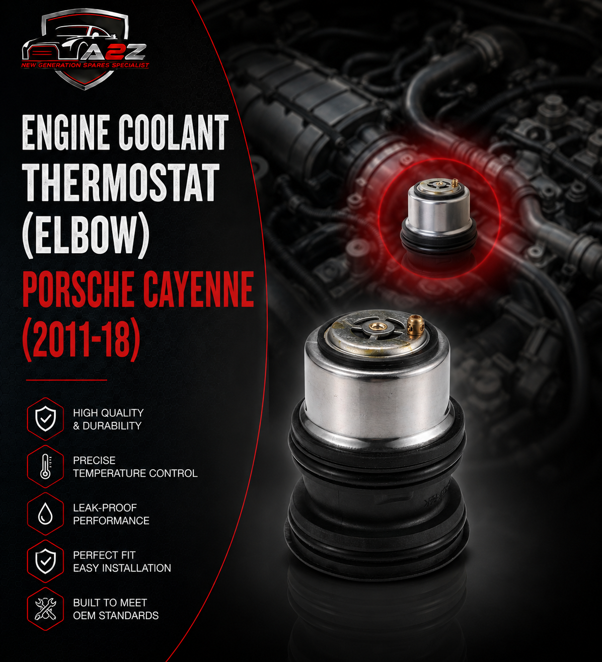 Engine Coolant Thermostat (Elbow) 94810603401 Compatible With PORSCHE CAYENNE (92A) MACAN (95B) PANAMERA (970)
