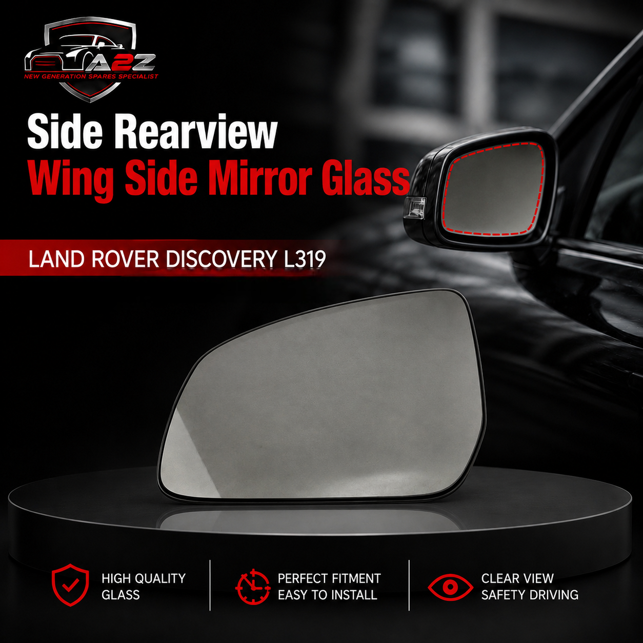 Side Rearview Wing Side Mirror Glass Left LR013775 & Right LR013774 Compatible With LAND ROVER DISCOVERY IV (L319) | LR4  & RANGE ROVER III (L322) & RANGE ROVER SPORT I (L320)