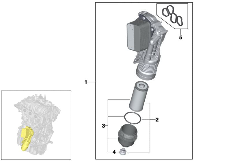 Oil Filter  E951H D497 & 11428593186 & OX1238D Compatible With BMW 2 Gran Coupe (F44) & X1 (F48) & MINI MINI (F55) | MINI / COOPER Tag 113