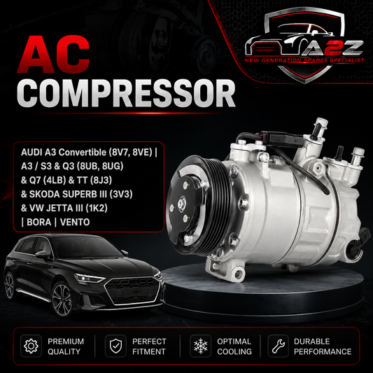 AC Compressor 5Q0820803F 1K0820803E 5K0820803J Compatible with AUDI A3 Convertible (8V7, 8VE) | A3 / S3 & Q3 (8UB, 8UG) & Q7 (4LB) & TT (8J3) & SKODA SUPERB III (3V3) & VW  JETTA III (1K2) | BORA | VENTO