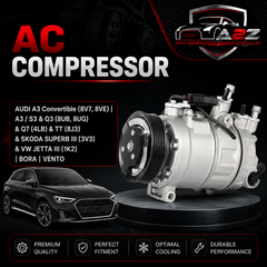 AC Compressor 5Q0820803F 1K0820803E 5K0820803J Compatible with AUDI A3 Convertible (8V7, 8VE) | A3 / S3 & Q3 (8UB, 8UG) & Q7 (4LB) & TT (8J3) & SKODA SUPERB III (3V3) & VW  JETTA III (1K2) | BORA | VENTO