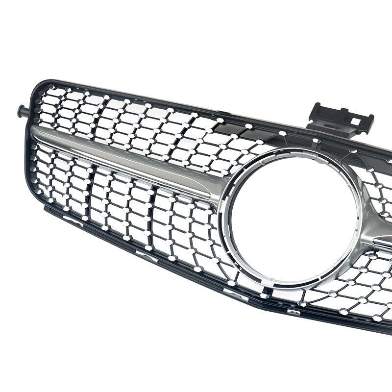 Front Bumper Grill Compatible With Mercedes Benz C Class W204 2007-2014 Front Bumper Grill W204 Grill Diamond Silver