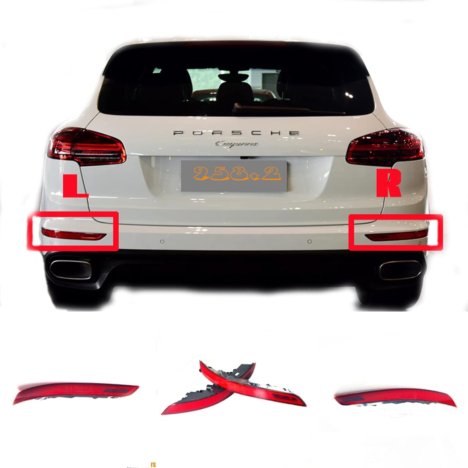 Rear Bumper Reflector Compatible With  PORSCHE CAYENNE 92A Rear Bumper Reflector Left 95863110510 & Right 95863110610 Tag-RB-159