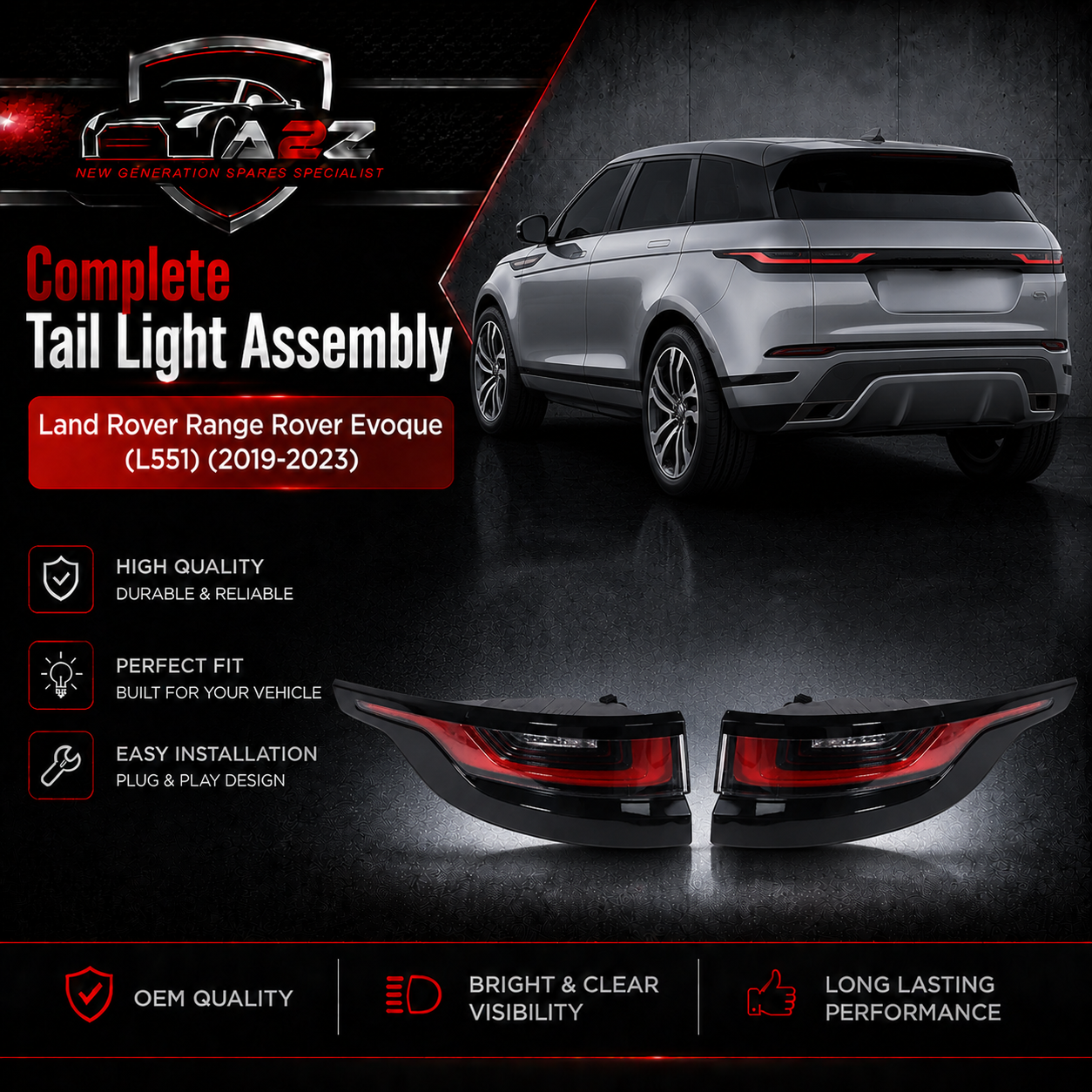 Tail Light Left LR128377 LR128382 & Right LR128378 LR128379 Compatible With Land Rover Range Rover Evoque (L551) (2019-2023)