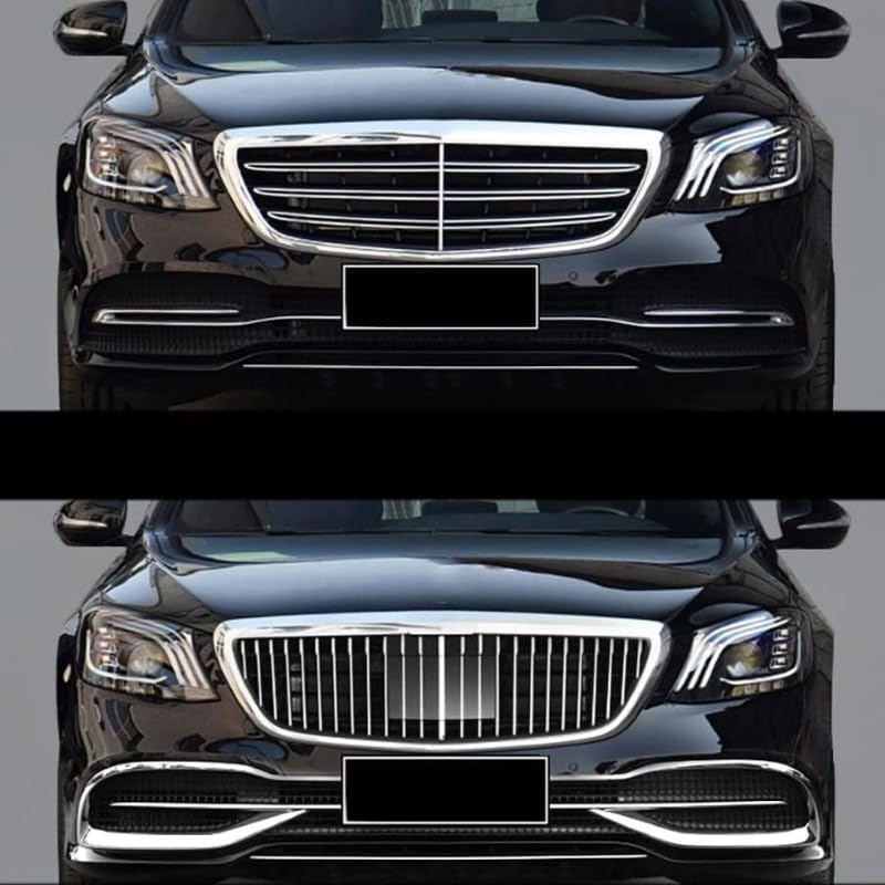 Front Bumper Grill Compatible With Mercedes S Class W222 2014-2020 Maybach Brabus Sports Gt Amg Front Bumper Panamericana Grill W222 Grill Maybach Silver