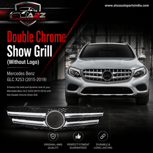 Double Chrome Show Grill (Without Logo) Compatible With Mercedes Benz GLC X253 (2015-2019) Tag 51