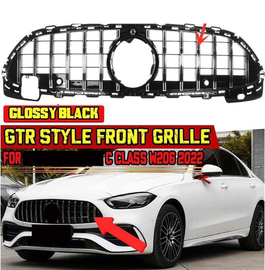 Front Bumper Grill Compatible With Mercedes Benz C Class W206 2022+ Front Bumper Grill W206 Grill Gtr Silver