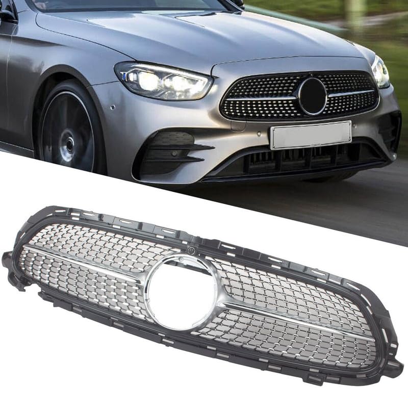 Bumper Grill Compatible With Mercedes Benz E Class W213 Lci 2021-2023 Front Bumper Grill Panamericana Gt Sports W213 Grill Diamond Silver Lci Amg Sports