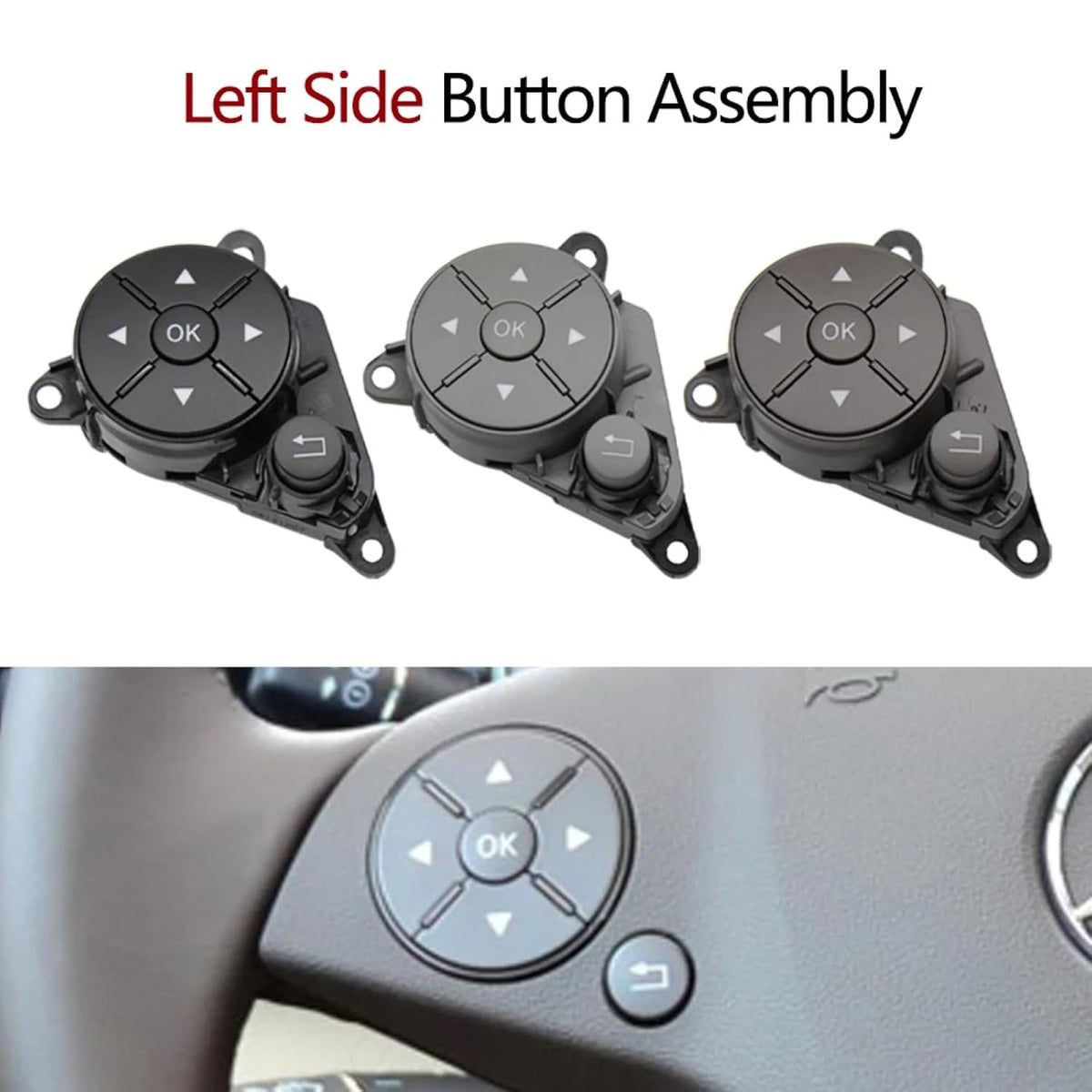 Mercedes-Benz C-CLASS W204/E-CLASS W212 Complete Steering Wheel Switch Set (Black-Round) for W204 and W213 Models - Left Hand 2048210351 and Right Hand 2048210451 Options Available Tag-SW-94