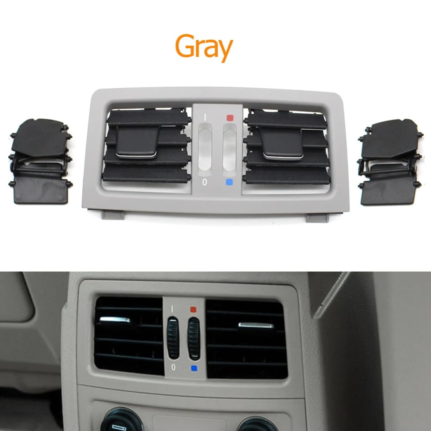 Gray Rear Dash Air Conditioner Outlet Vent/Rear AC Vent Grille 64226957976 64226957974 Compatible With BMW 5 Series For 530i 540i 2003 2004 2005 2006 2007 2008 2009