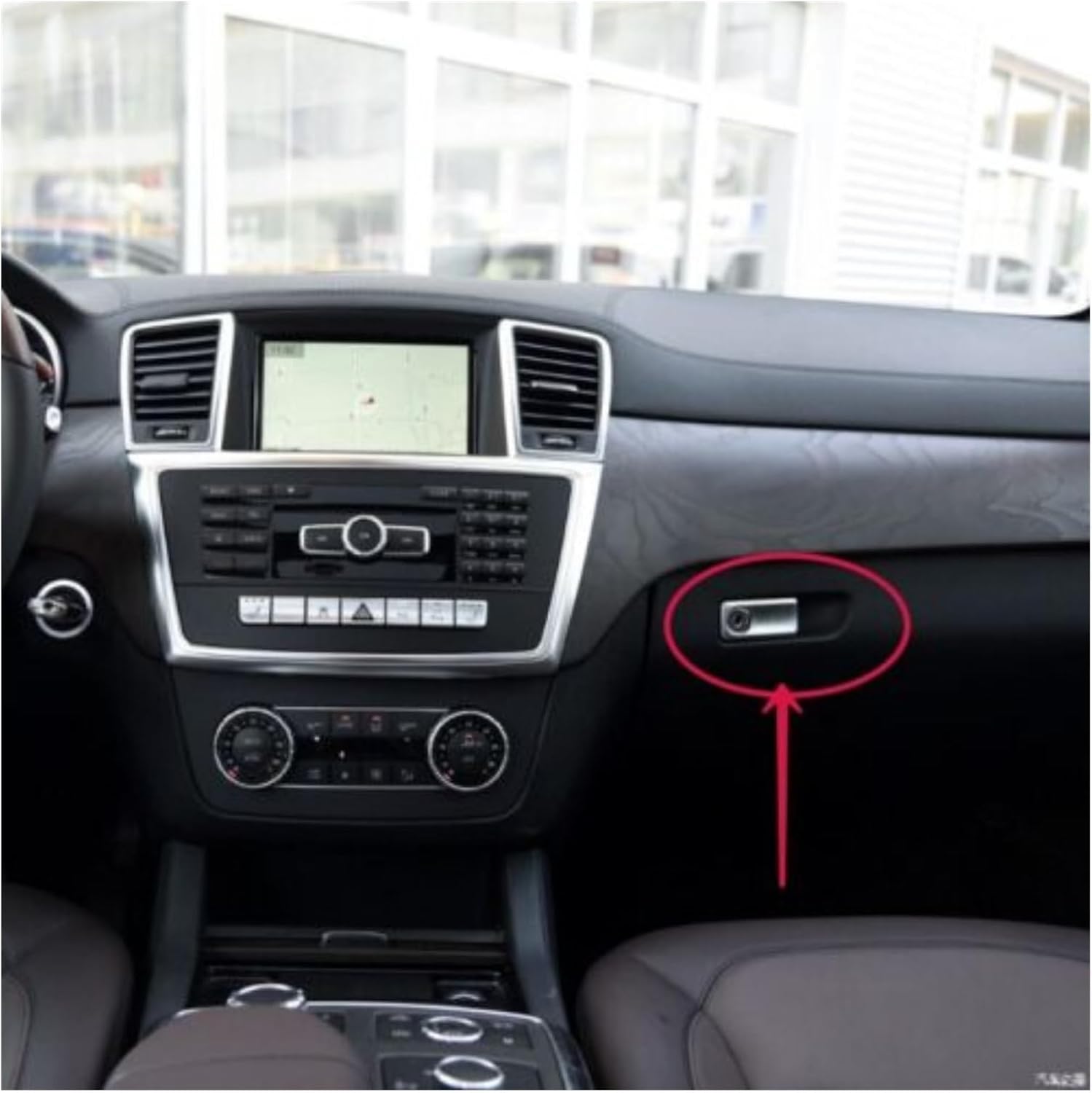 Dashboard Glove box switch handle Model A 1666800491 Brown & Chrome Silver Compatible with Mercedes & Mercedes Benz  GLS W166
