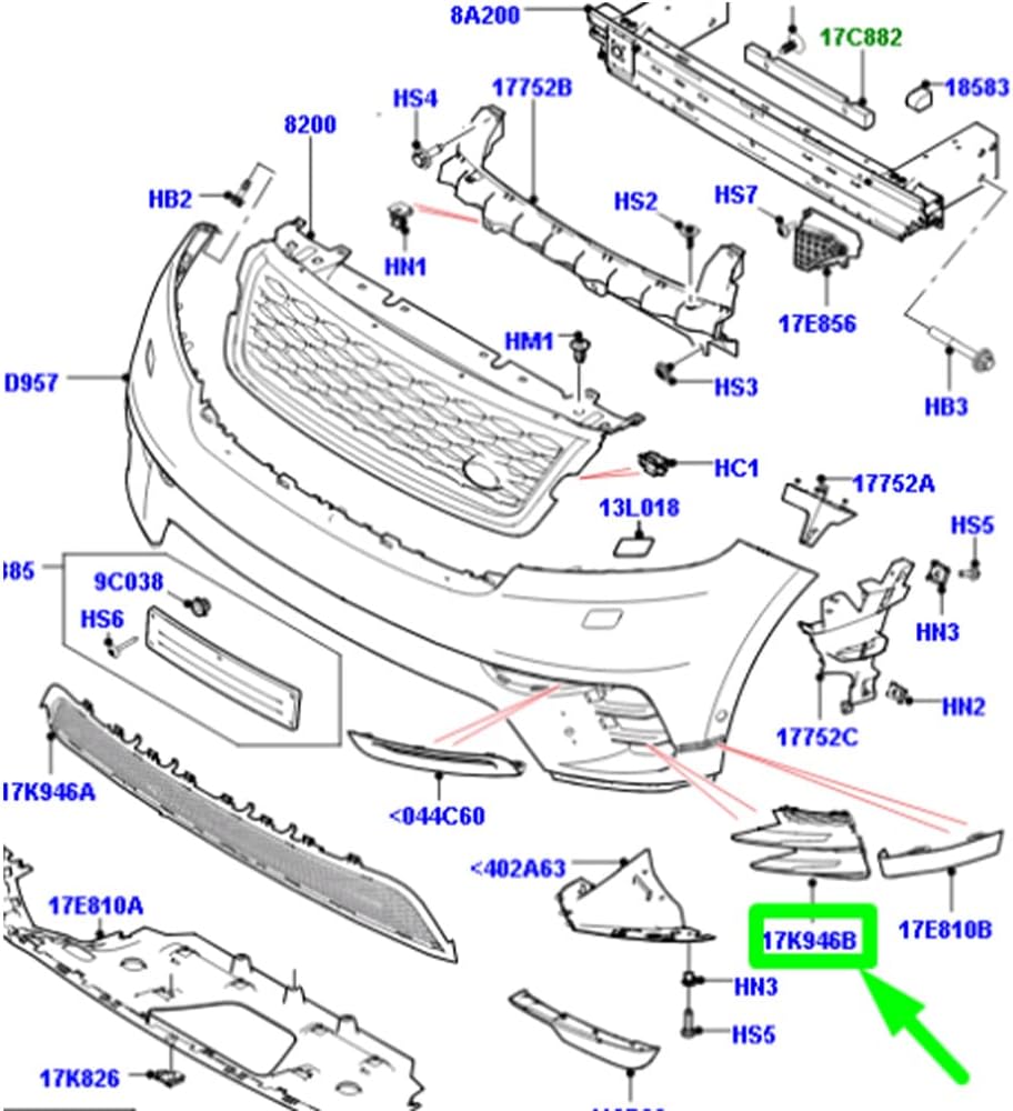 Fog Lamp Cover Right LR093470 & Left LR093471 Compatible With Land Rover Range Rover Velar - L560 (2017-2024) Tag No.621