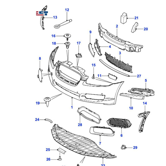 Front Bumper Grill Center C2Z6085 Compatible With Jaguar  XF I (X250)  XF II (X260) Tag No.2