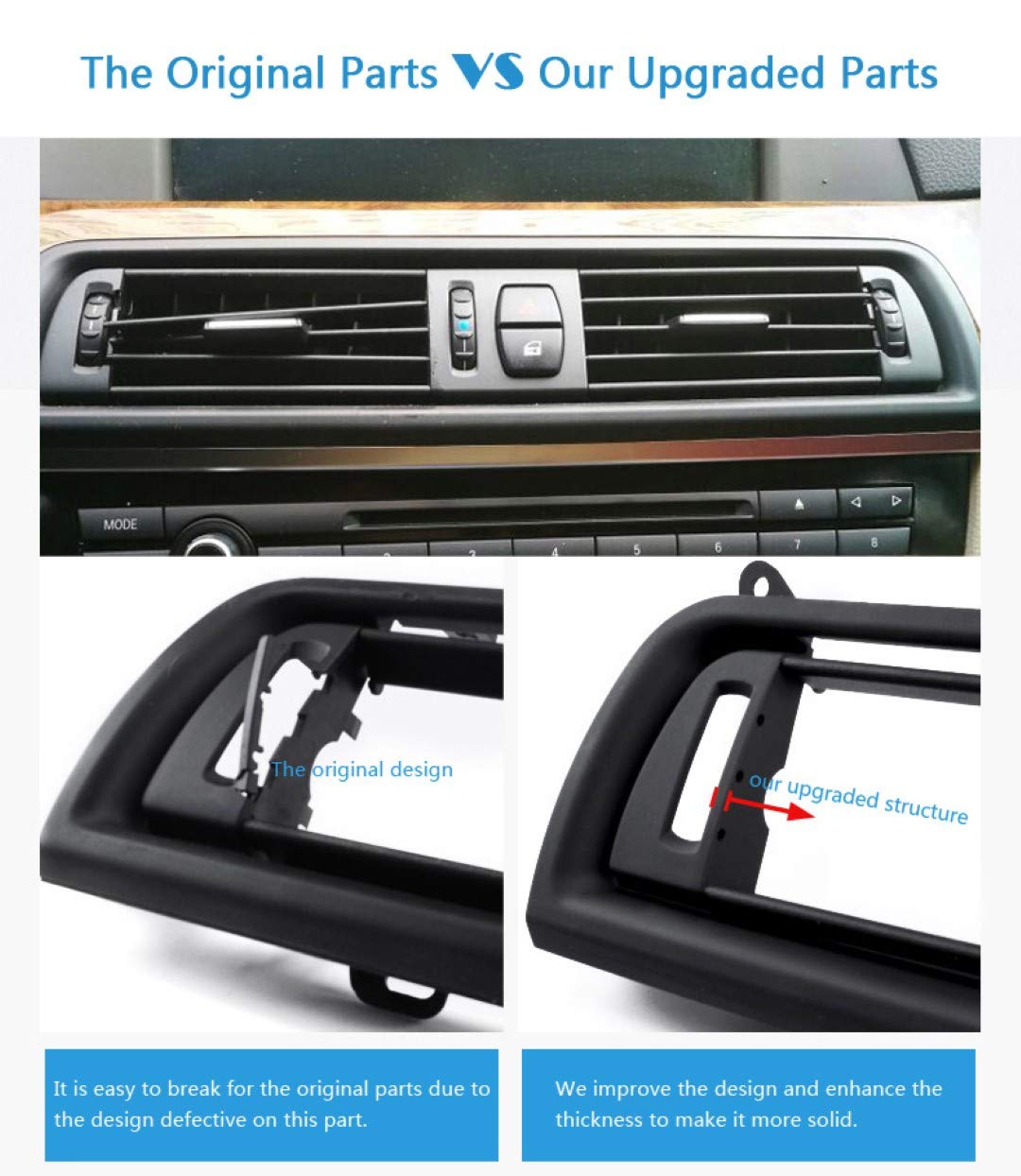 Ac Vent Compatible With Bmw 5 Series F10 2010-2017 6 Series F12 2012-2016 Ac Vent Ac Grill Chrome Black Centre 64229209136 64229197489