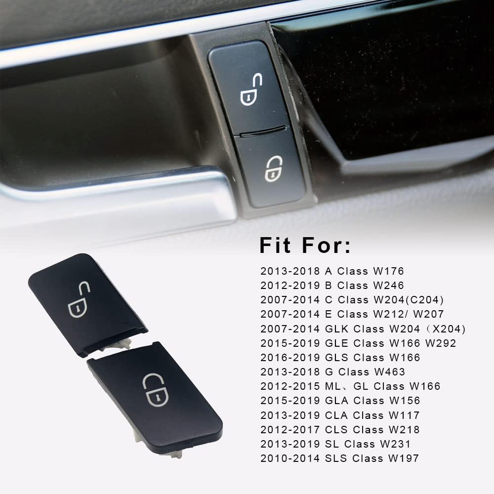 Interior Door Lock Switch Buttons Black Left 2049058402 Left 2048706310 Compatible With Mercedes Benz Mercedes Benz C-Class W204 W176 W246 W156 W212 W166 W463 W117